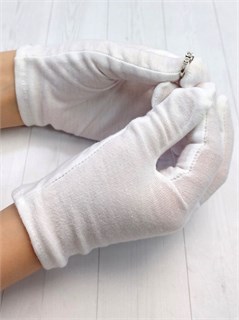 Детские перчатки белые, размер М - на 6-9 лет 211-07-2