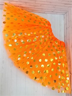 Юбка фатиновая 30 см в золотистый горох, оранжевая 75683-01-30