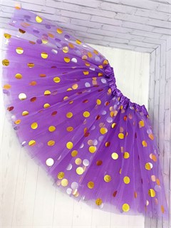 Юбка фатиновая 30 см в золотистый горох, фиолетовая 75683-07-30