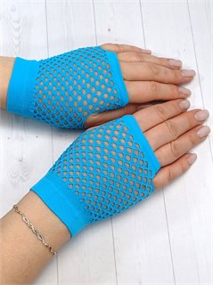 Митенки короткие сеточка, голубые 209-8