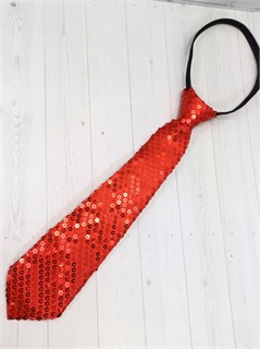 Галстук 35 см с пайетками, красный 515-4