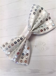 Галстук-бабочка с пайетками, серебристая 512-10