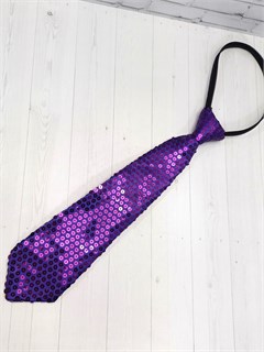 Галстук 35 см с пайетками, фиолетовый 515-10