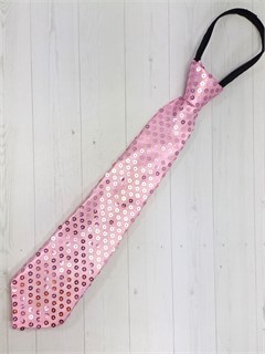 Галстук 35 см с пайетками, розовый 515-11