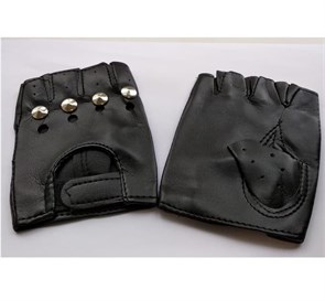 Митенки с заклепками, черные на взрослую руку 212-01