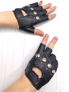 Митенки с заклепками, черные детские на 3-8 лет 212-07