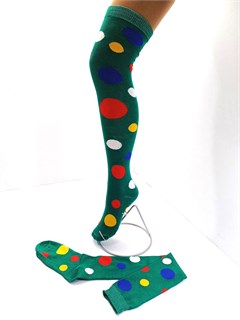 Гольфы длинные в горох, зеленые 706-4