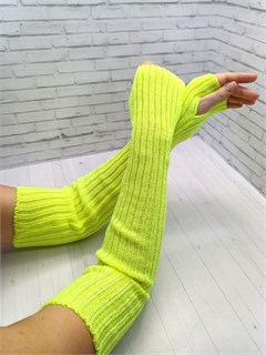 Митенки однотонные 45 см, лимонные 710-4