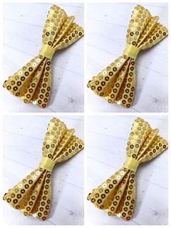 Комплект 4 шт, галстук-бабочка с пайетками, золотистая 512-1-м3