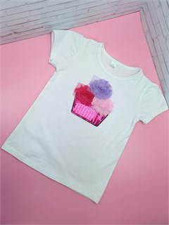 Футболка Малин корзина и разноцвет цветы XL - на рост 146-152 ф117-12