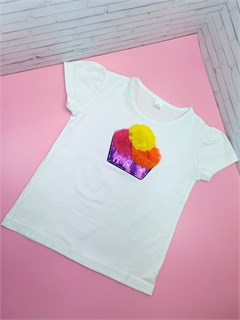 Футболка Фиолет корзина и разноцв цветы S - на рост 110-116 ф117-13