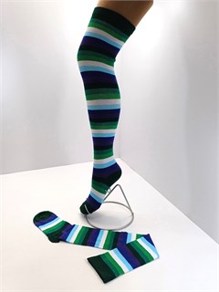 Гольфы высокие новые, зеленые синие белые полоски 704-8