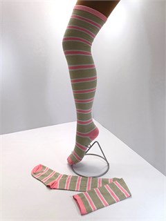 Гольфы высокие новые, бежевые розовые белые полоски 704-10