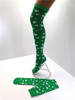 Гольфы высокие новые, зеленые с белым клевером 704-16