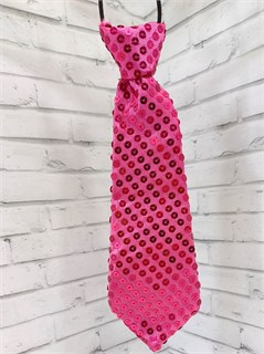 Галстук с пайетками 25 см, малиновый 514-52