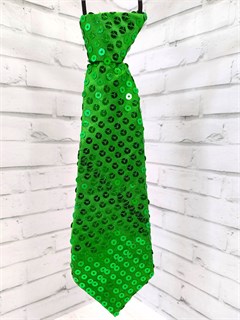Галстук с пайетками 25 см, зеленый 514-53