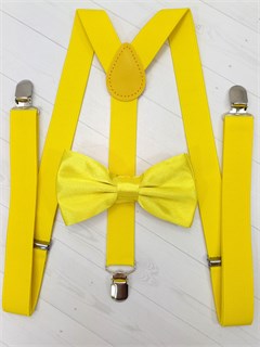 Подтяжки с бабочкой однотонные взрослые, лимонные 532-76