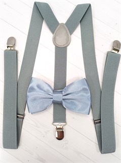 Подтяжки с бабочкой однотонные взрослые, серые 532-81