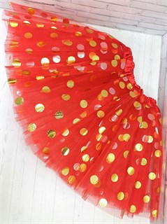 Юбка фатиновая в золотистый горох, красная 40 см 75683-08-40
