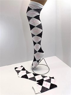 Гольфы высокие новые, черные белые серые квадраты 705-04