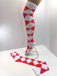 Гольфы высокие новые, красные белые малиновые квадраты 705-06