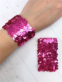 Комплект из 2-х браслетов на обе руки с пайетками, узкий, малиновый 439-41