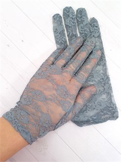Перчатки гипюр короткие, серые, розочки 210-60