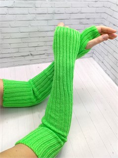 Митенки вязан однотонные 45 см, салатовые 710-13