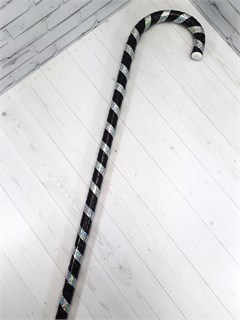 Трость новогодняя, черный с серебристым, 85 см 612-26-85