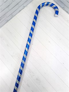 Трость новогодняя, синий с серебристым, 85 см 612-20-85