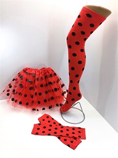 Костюм Божья коровка с юбкой, гольфами и митенками 130-152 115-33