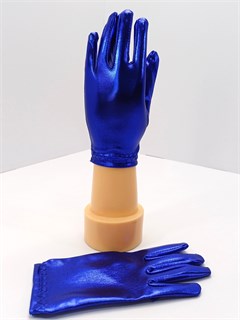 Перчатки металлик детские от 5 до 8 лет, синие 988-03