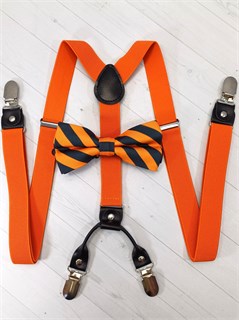 Подтяжки 4 зажима с бабочкой с рисунком, оранжевые 800-15