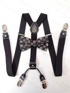 Подтяжки 4 зажима с бабочкой с рисунком, черные 800-21