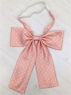 Галстук-бант розовый в белый горох 537-21
