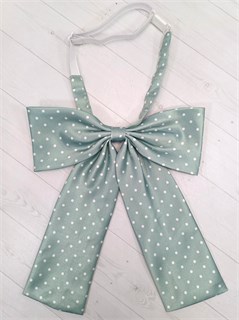 Галстук-бант бирюзовый в белый горох 537-29