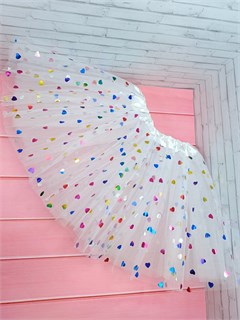 Юбка Разноцветные сердечки, белая 28 см 876-03