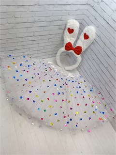 Карнавальный костюм Зайка Сердце, белый 115-6-83