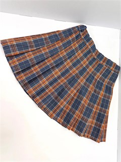 Юбка школьная в клетку, серая с оранжевым 179-16