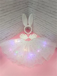 Карнавальный костюм Зайка новогодний, белый 115-6-8