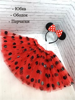 Карнавальный костюм Минни Маус-3 с юбкой в черный горох 115-4-99