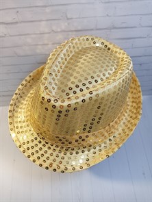 Карнавальная шляпа с пайетками, золотистая, размер 58