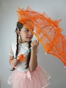 Детский зонтик кружевной, оранжевый