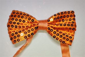 Галстук-бабочка с пайетками, оранжевая