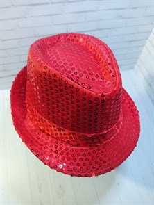 Карнавальная шляпа с пайетками, красная, размер 58