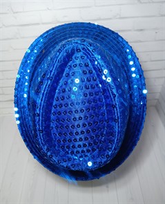Карнавальная шляпа с пайетками, синяя, размер 54
