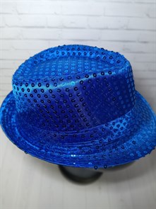 Карнавальная шляпа с пайетками, синяя, размер 58
