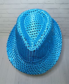Карнавальная шляпа с пайетками, голубая, размер 54