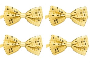 Комплект 4 шт, галстук-бабочка с пайетками, золотистая