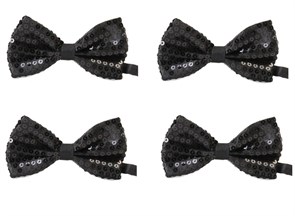 Комплект 4 шт, галстук-бабочка с пайетками, черная